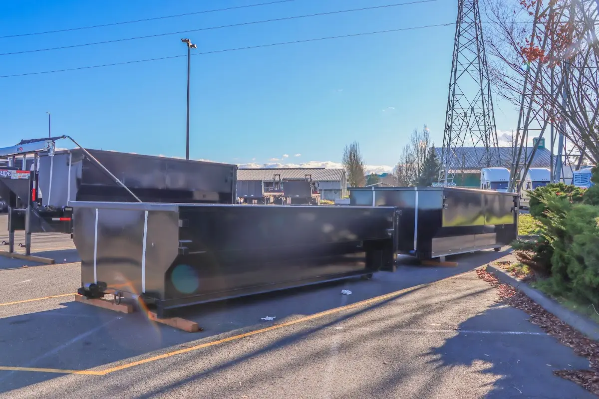 Roll-off dumpster ready for waste disposal at job site for Commercial Dumpster Rental in Robinson